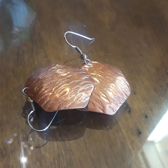 Textured Copper Earrings - Picture 4 of 4